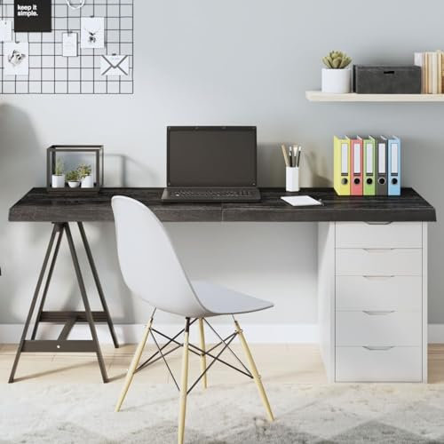 ZEYUAN Tischplatte Dunkelgrau 160x50x6 cm Massivholz Eiche Behandelt, Arbeitsplatte, Holzplatte, Schreibtischplatte, Waschtischplatte, Küchenarbeitsplatte - 3156449