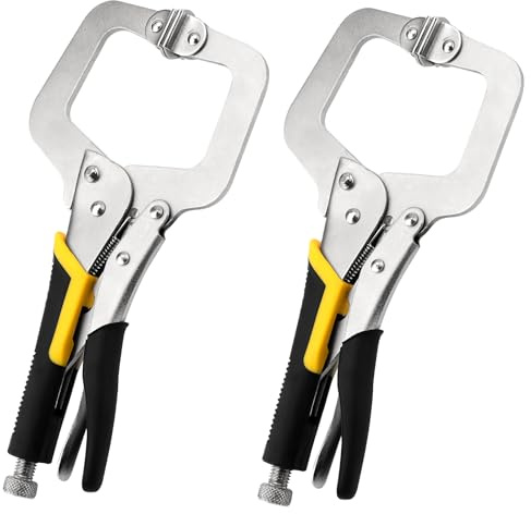 ZEONHAK 2 Pack 28cm C Clamp Locking, 8cm Adjustable Opening Width Welding C Clamps with Swivel Pads, 11 Inch Face Clamps Locking Pliers for Woodwork, Welding, Cabinet