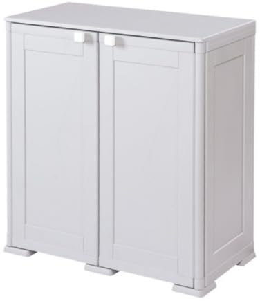 Tomaino - Armadietto Portascope per Esterno con 2 Ante e 2 Vani - Mobile da Esterno Balcone, Giardino, Garage - Armadio Portascope da Esterno SIMPLEX Grigio