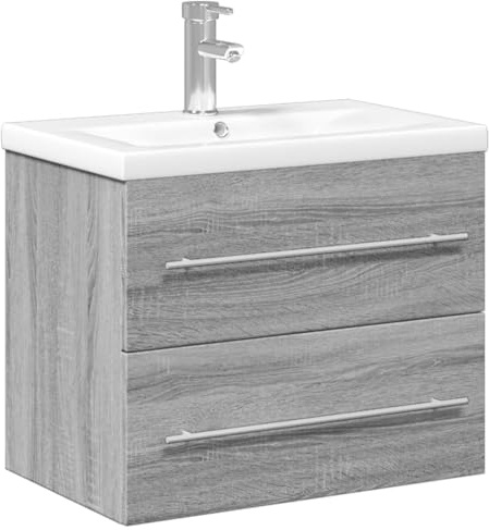 vidaXL Mobile da Bagno con Lavabo Integrato Grigio Sonoma