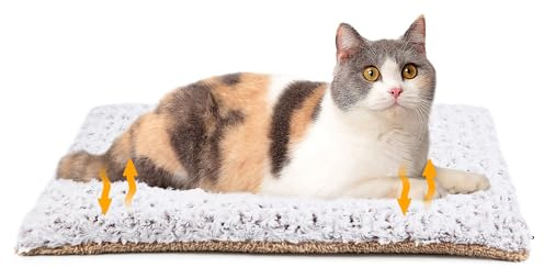 Petace Self Heating Cat Bed Mat 60 x 45 cm, Dual-sided Self-warming Pet Pad, Cordless Heated Cat Blanket, Small Dogs Warming Mat