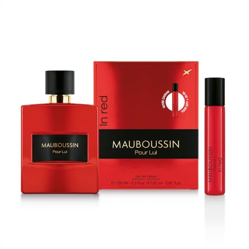 Mauboussin - Pour Lui In Red 100ml + 20ml (Travel Spray) - Eau de Parfum Homme - Senteur Boisée & Épicée