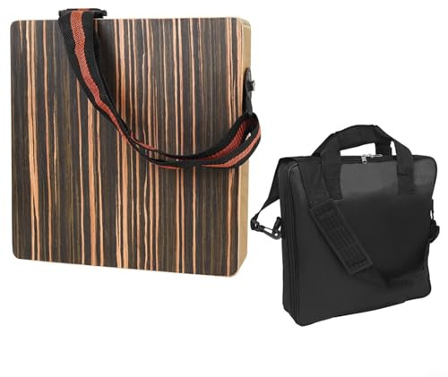 SMZhomeone Reisen Cajon Box Tragbare Trommel Flache Handtrommel Bewaldetes Schlaginstrument Einstellbarer Klang 32 * 31 * 9 Cm(CAJON+BAG)
