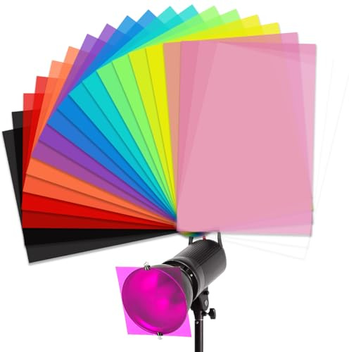LNQ LUNIQI Lot de 20 films de couleur transparents en gel - Pour LED - Correction des couleurs carrées - Filtre de couleur pour studio photo - Projecteur LED - 10 couleurs