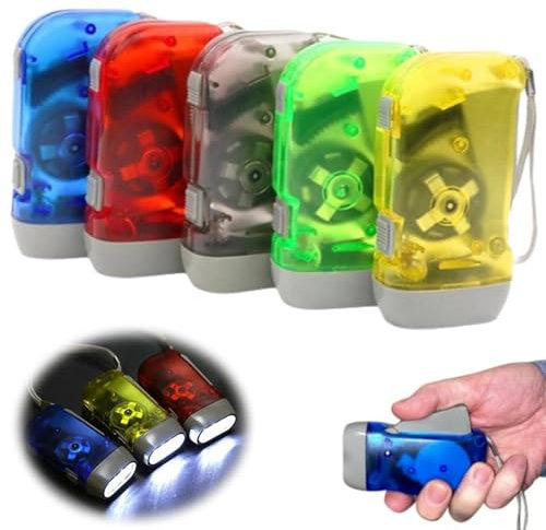 Paquete de 5 linternas de emergencia de manivela – 3 luces LED brillantes – ideal para camping, deportes al aire libre, coche, cortes de energía, kits de emergencia