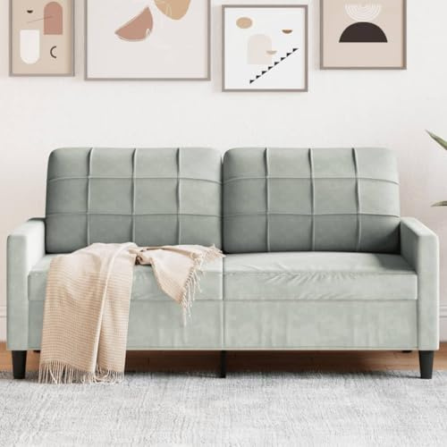 Willood 2-Sitzer-Sofa Polstersofa Doppelsofa für Wohnzimmer, Couch Loungesofa Metallgestell, Zweisitzer Samtsofa Sitzmöbel, Modern Hellgrau 140 cm Samt