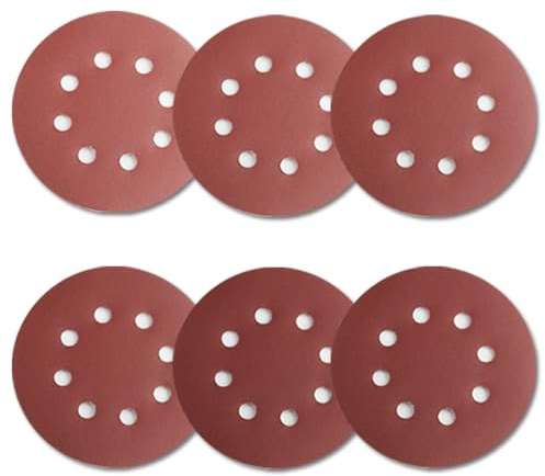 Packung mit 90 Schleifpapier 125mm Klett, 40-240 Körnung, 8-Loch | Packung mit 90 Schleifscheiben in 6 Körnungen (40/60/80/120/180/240) – ideal für Grob- und Feinschliff auf Holz und Metall.
