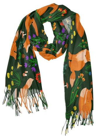 Yopersonalizes Damen-Schal, Fuchs, Blume, Blatt, Damenschal, Pashmina-Schal, Wraps für Abendkleid, Hochzeit, Stola, warm, Winter, Geburtstag, Weihnachten, Geschenke für Frauen, mehrfarbig, 42