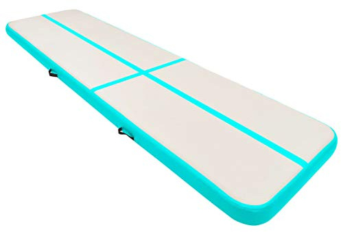 Somanki Aufblasbare Gymnastikmatte mit Pumpe, Turnmatte, Gymnastics Mat, Tumbling Matte, Airmatte, 800x100x20 cm PVC Grün