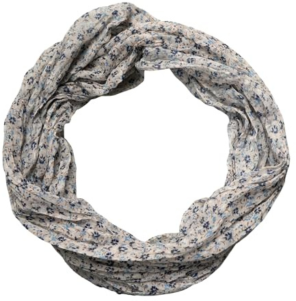 beybey® zarter Damen Loop Schal aus einem sehr feinen Material aus Seide und Baumwolle und in exkluisve Farben. (Blümchen beige)