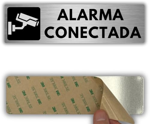 LEIASA | Señal Zona Videovigilada - 5x18 cm - Aluminio - Cámaras Vigilancia | Cartel Área Vigilada, Placa CCTV Seguridad, Rótulo Alarma Conectada, Adhesivo Grabación Imágenes, Pegatina Antirrobo