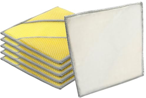 Honeydak 6 Pcs Car Interior Scrubbing Sponge with Pockets 6.8 x 6.8 Inch Nylon Bristles Car Wax Applicator Yellow Square Sponges for Leather, Plastic, Vinyl and Upholstery Cleaning