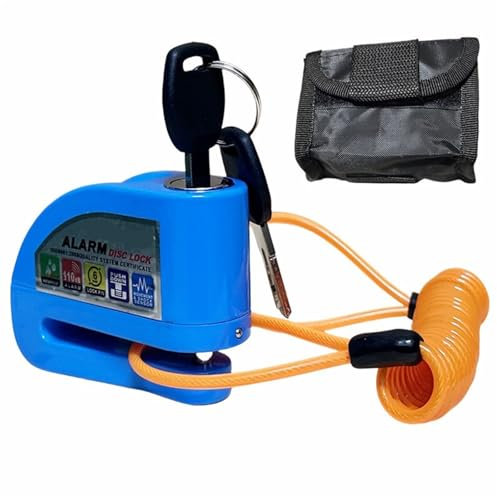 DGOINGPI Pinza Antirrobo Moto Candado Disco con Alarma para Bicicleta Candado para Motocicleta Alarma, Protección Seguridad Aleación Aluminio Recordatorio Antirrobo Candado(Three Blue)