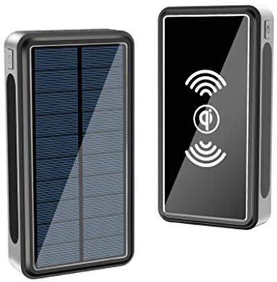Batterie Externe, PowerBank 100 000 mAh, Chargeur Solaire, Chargeur Portable pour téléphone Portable, Noir