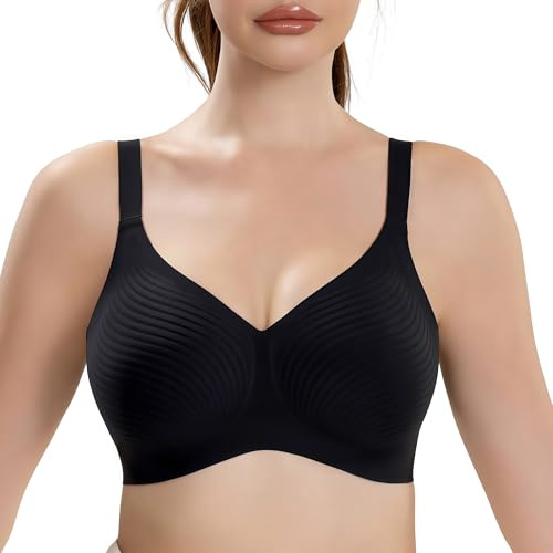 Curlady Bras for Women Seamless Wireless Minimiser Bra for Large Breasts No Underwire Comfortable Support Minimizer Bralettes Women's Full Coverage Non Wired Sleep Everyday T Shirt Plus Size Bras