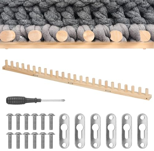 4-teiliges Strickwebstuhl-Set zum Herstellen von Decken,120 cm langes DIY-Set für grobmaschiges Stricken, tragbares Design,Grobmaschiger Strickwebstuhl für Decken, Anfänger,Handarbeiten,Geschenke