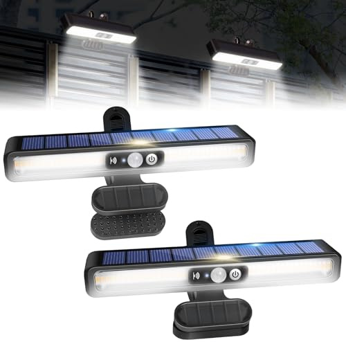 Acxilexy Lot de 2 Lampe Solaire Exterieur, lampe solaire exterieur detecteur de mouvement, 3 Modes d'éclairage Lampe Solaire Exterieur Étanche Projecteur Solaire Extérieur pour Jardin Clôture
