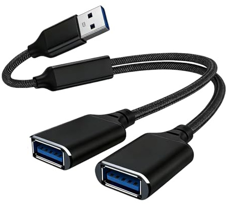 USB Splitter 2 Port, 1 In 2 Out USB Adapter, Male to Dual Female Adapter, Data Charging Cable Double HUB for laptops, Mac flash drives, keyboards, PS4, PS5, Laptop, Mac and flash drives