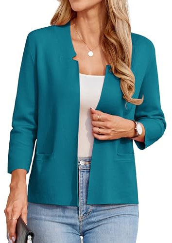 GRACE KARIN Strickjacke Damen 3/4 Ärmel Open Front Blazer Festlich Elegant