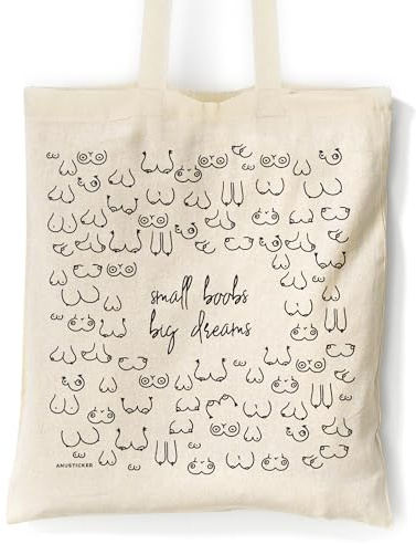 Anusticker Lustiger Jutebeutel – Small Boobs Big Dreams – Stoffbeutel mit Spruch – Witziges Geschenk für Freundin & Frauen – Stofftasche Statement & Humor – Nachhaltig – Valentinestag