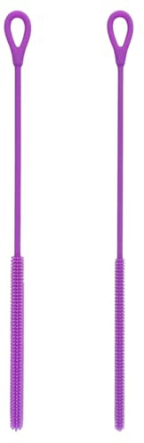 Silicone Straw Cleaner Brush, 2Pcs Reusable Straw Cleaning Brush for Reusable Straws, Non-Slip Handle Soft and Bendable, 6mm+9mm Multi-Size for Cup, Water Bottles and Smoothies, Purple