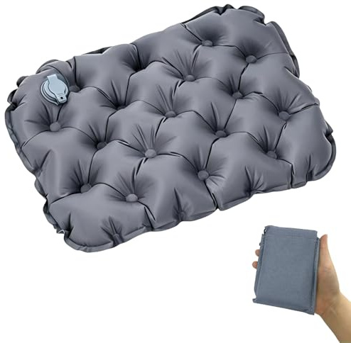 Lumoryx Inflatable Seat Cushion 37 x 47 cm for Travel and Camping | Foldable Portable Seat Cushion, Quick Valve and Multi-point Air Chambers for Aeroplane, Car, Office and Outdoor Seating