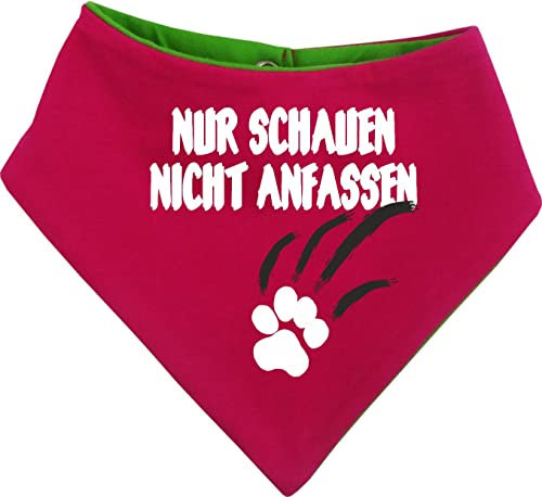 Hunde Wende- Halstuch Multicolor (Fb: pink-Lime) (Gr.3 - HU 36-42 cm) Nur schauen Nicht anfassen