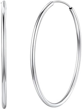 Silvora Creolen Silber 925 Damen Ohrringe Gold Silber Rosegold Schwarz | Hoop Earrings 20/30/50/70mm Durchmesser, Antiallergisch 925 Silber Ohrringe Creolen Modeschmuck für Damen Herren