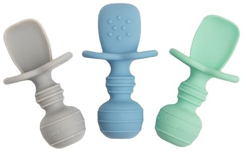 Upward Baby Spoons - Baby Spoons 6+ Months, Chewable Baby Cutlery with Anti Choke Barrier, Baby Weaning Spoons, Baby Led Weaning, Baby Feeding Spoons, Self Feeding Spoons for Baby, Toddler Spoons