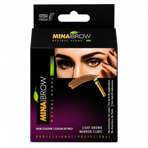 MinaiBrow Tint Kit Light Brown | Natural Spot Coloring Brow Powder with Brush for Tinting | Water & Smudge Proof Instant Brow Dye, 100% Gray Converge, Ammonia Free