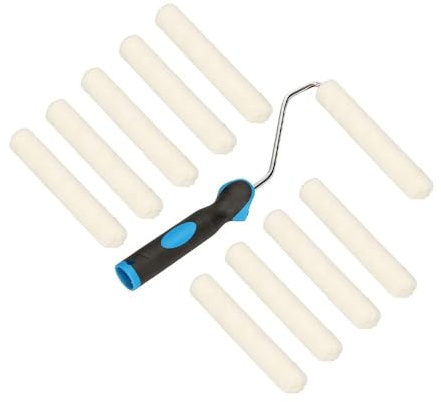 KOTARBAU® 10er Set Velours-Farbroller 20x150 mm mit Gummigriff Farbwalze Pinsel Walzenbürste Rollerwalze Rollerpinsel für Anstricharbeiten und Renovierung