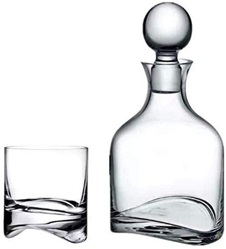 ZKHD Ensemble De Carafe De Whisky, Lunettes en Cristal sans Plomb, Carafe De 1000 ML De Whisky avec Lunettes, Belle Boîte Cadeau, Carafe