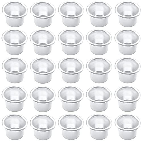 25 Stück Mini Kerzeneinsatz Mini Kerzenhalter Deko Kerzenständer Kerzentüllen Metall Deko Kerzenständer für Baumkerzen Silber Aluminium Kerzenhalter Set Teelichthalter für Stabkerzen und Tafelkerzen
