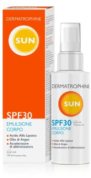 Dermatrophine Sun Emulsione Corpo SPF 30 | Emulsione Corpo 30 Ideale Per Offrire La Massima Protezione | Protezione Solare 30 | Protezione Solare Corpo Da Raggi UVA E UVB