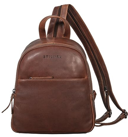 STILORD Rey 2-in-1 Crossbody Rucksack Leder Damen Klein Sling Bag Rucksacktasche Frauen Mini Crossover Bag Ledertasche elegant Daypack Vintage Womens Backpack Echtleder Farbe:sila - braun