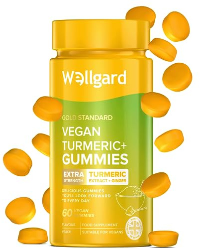 Wellgard Vegan High Strength Turmeric Gummies with Ginger, Peach