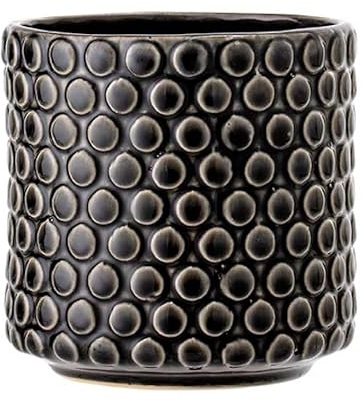 Nordring Retro Übertopf Vintage Pflanztopf für Zimmerplanzen Blumentopf Dotty L (15,5 cm ø), schwarz, Keramik