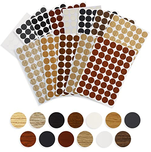 756 PVC Screw Covers - 14 Styles, Waterproof, Wood Textured Hole Stickers for Wall Cabinets & Desk Screws
