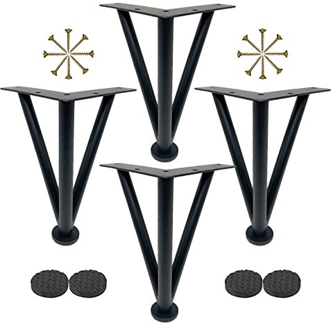 Jolan Haarnadel Tischbeine,4 Stück,Möbelbeine Verstellbar,Metall Möbelfüße,Schreibtisch Sofa Couchtisch Schrank Ersatz Möbelfüsse 10cm 15cm 20cm 25cm 30cm 35cm 40cm 60cm Tischfüße,Black-30cm/11.8in