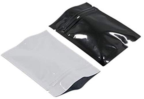 Versandtaschen,Versandbeutel Selbstsiegel-Reißverschluss Verpackung Tasche Lebensmittelzucker Gewürz Kaffee Lagerbeutel 100 teile / los Flache Schwarz Weiß Aluminiumfolie Paket Taschen ( Color : 7.5x6