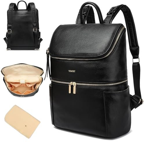 Yomiky Wickeltasche aus Leder mit Laptopfach und gut organisiert, Schwarz, One_Size, Wickeltaschen