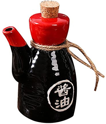 Pichets en céramique, pot de sauce soja, bouteille de sauce soja, bouteille d'huile d'olive, distributeur de vinaigre en faïence de 200 ml en céramique japonaise avec bouchon en liège, pot verseur de