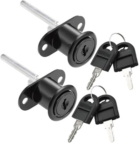 Litensh 2PCS Archiviazione Cabinet Plunger Lock con chiavi diverse, Serratura del cassetto, Serratura della scrivania, Serratura dell'armadio, Armadio Lock Lock, Armadio Lock (Nero)