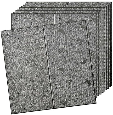 HAILM 3D-Wandpaneele, Packung mit 10 Stück, Akustikpaneele, XPE Foam Star Strukturierte Tapete Wasserdicht und Anti-Collision, 27,5x27,5 Zoll, Abdeckung 52,7 Sq.Ft,Grau
