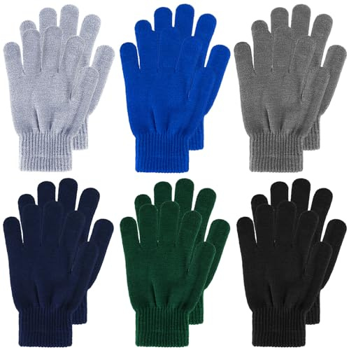 Boyiee 6 Paar Strickhandschuhe Erwachsene Vollfinger Handschuhe für Unisex Damen
