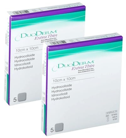 Hydrokolloidaler Wundkompresse, extra dünn, 10 x 10 cm, 5 Stück, 2 Packungen (insgesamt 10 Stück)