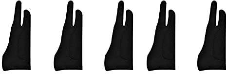 Booso Paquete de 5 guantes de artista para tableta, guantes de dibujo digital, dos dedos, guantes gruesos de rechazo de palma para almohadilla gráfica (S)