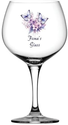 Personalised Purple Butterfly Cocktail Gin Glass Gift For Her