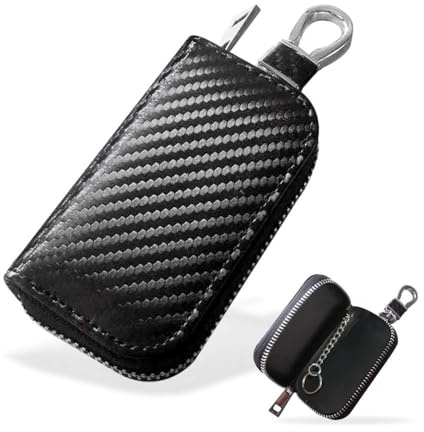 Unifizz Faraday-Tasche für Autoschlüssel, Signalblocker, Leder, Diebstahlschutz, RFID-Blockierung, Fernbedienung, Faraday-Hülle, Schwarz