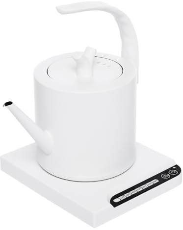 Bollitore elettrico intelligente, 1 l, con controllo a 7 tempi, 1000 W, bollitore elettrico a collo di cigno, per uffici, hotel, appartamenti, bianco